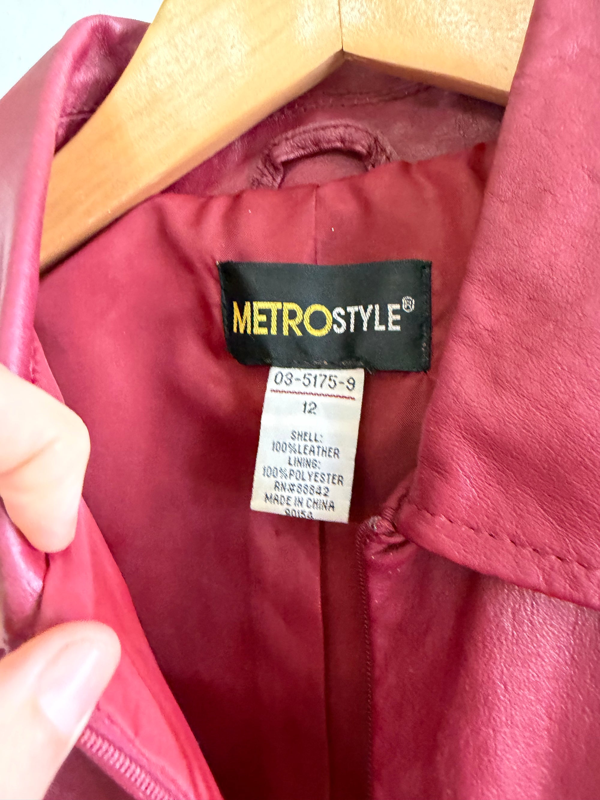 Vintage 90s Burgundy Leather Zip Front Dress