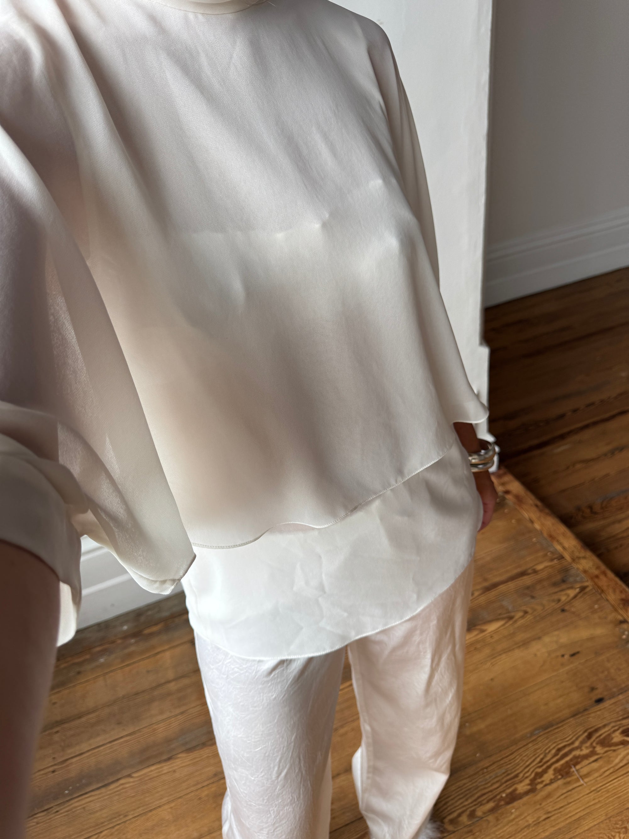 Vintage Y2K Sheer Chiffon Sheer Tiered Blouse