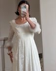 Vintage 90s Italian Velvet Long Sleeve Feather Wedding Gown