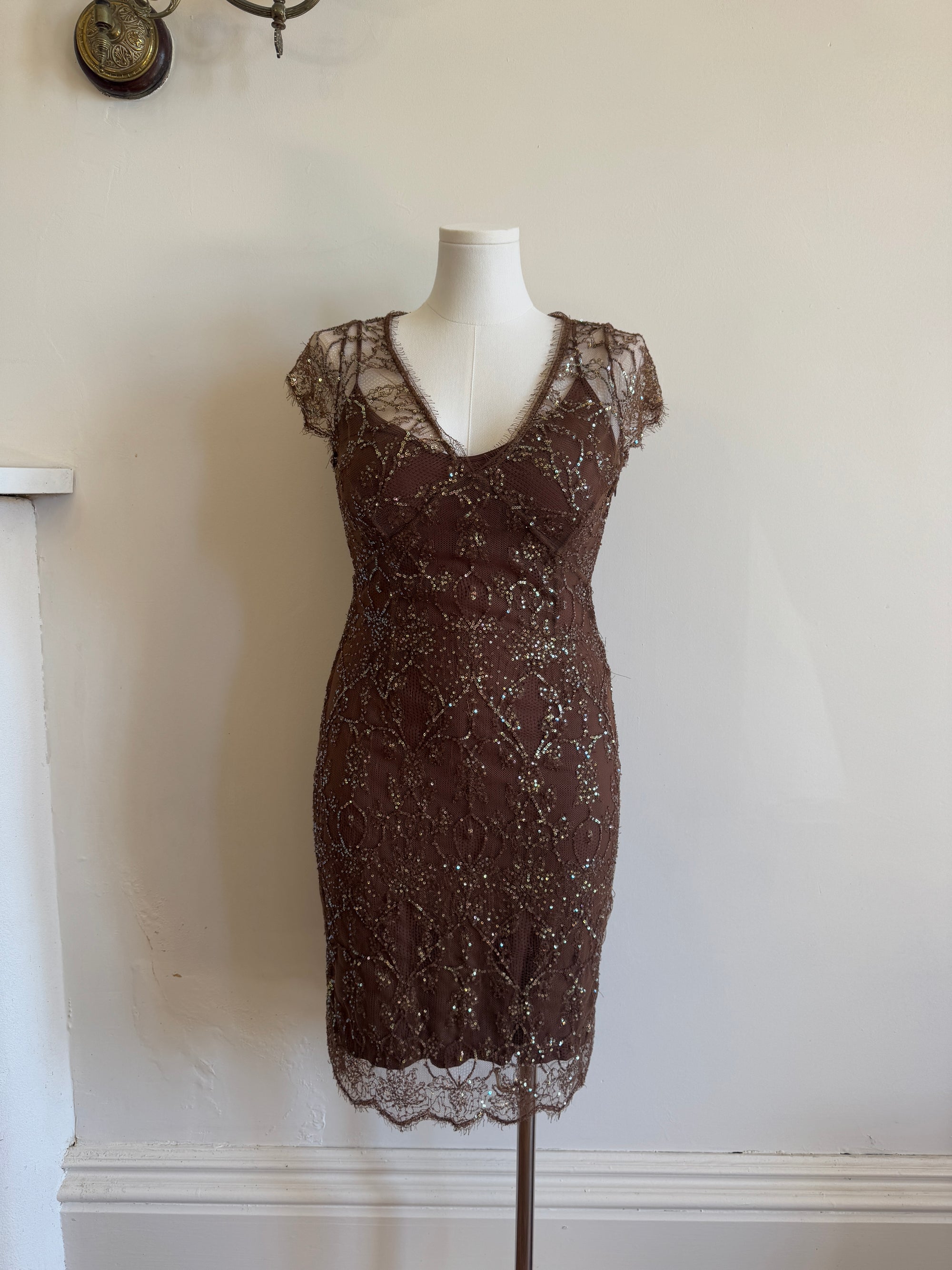 Vintage Y2K Collette Dinnigan Net Sequin Embroidery Mini