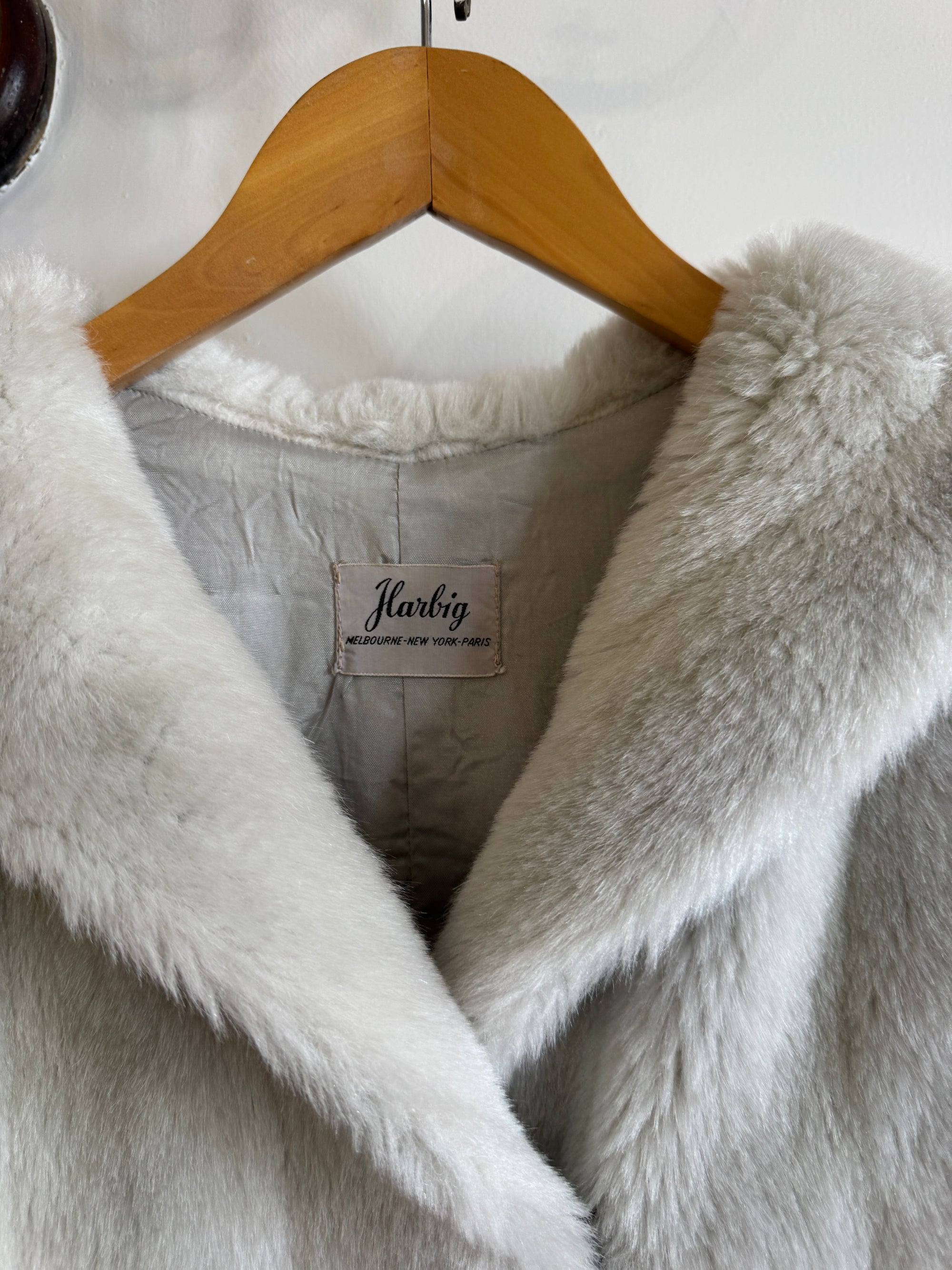 Vintage 60s Faux Fur Cropped Jacket Light Grey