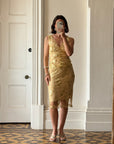 Vintage 2002 Collette Dinnigan Gold Foil Floral Two Piece Set
