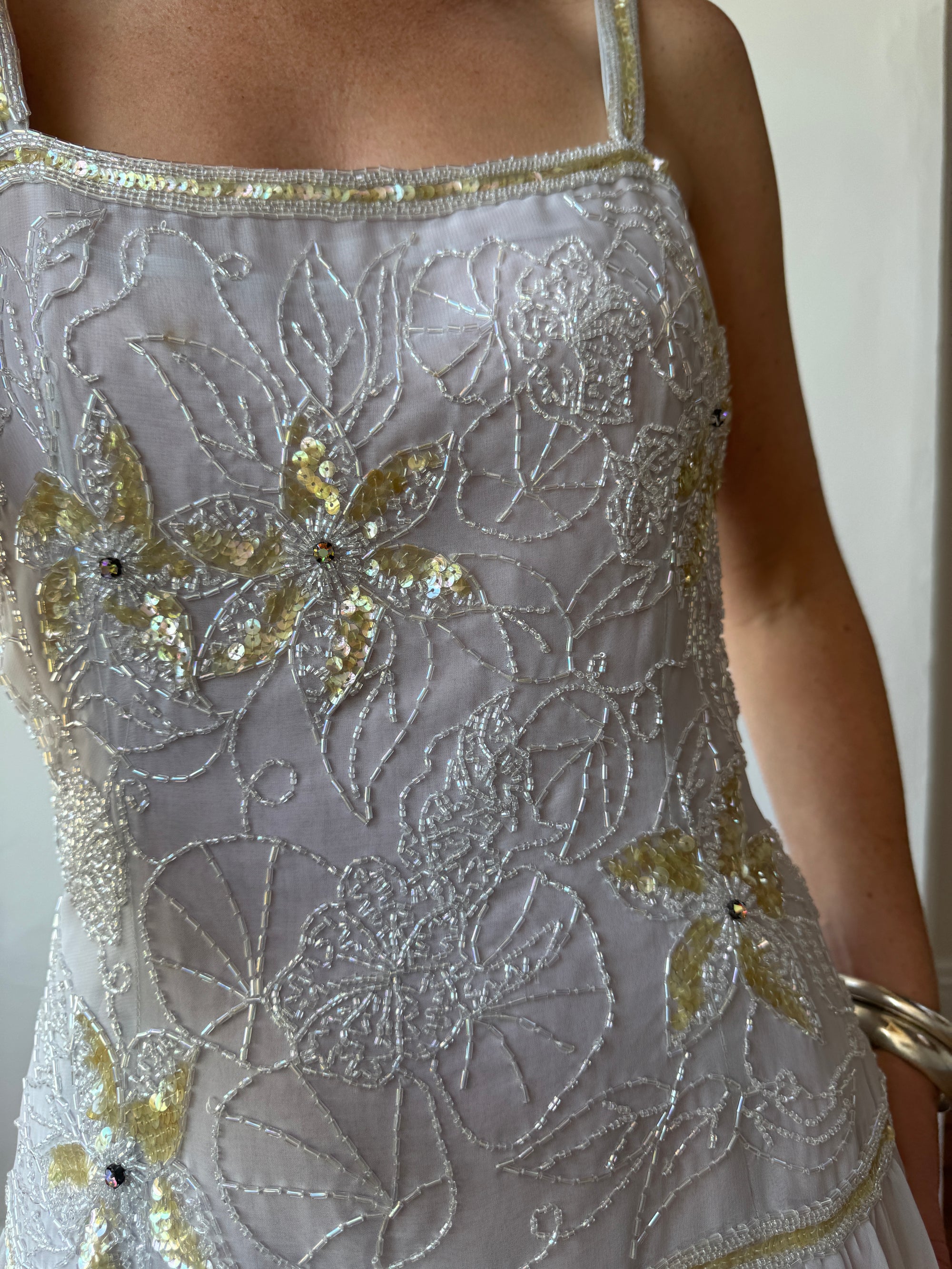 Vintage 70s Drop Waist Beaded Dress Sunrise Lilac Call Me The Breeze Vintage 70s Drop Waist Beaded Dress Sunrise Lilac Call Me The Breeze