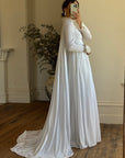 Vintage 60s Jersey and Lace Cape Wedding Dress