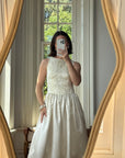 Vintage 90s Brocade High Front Satin Wedding Gown Champagne