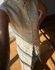 Vintage 60s Brocade Longline Qipao Cream
