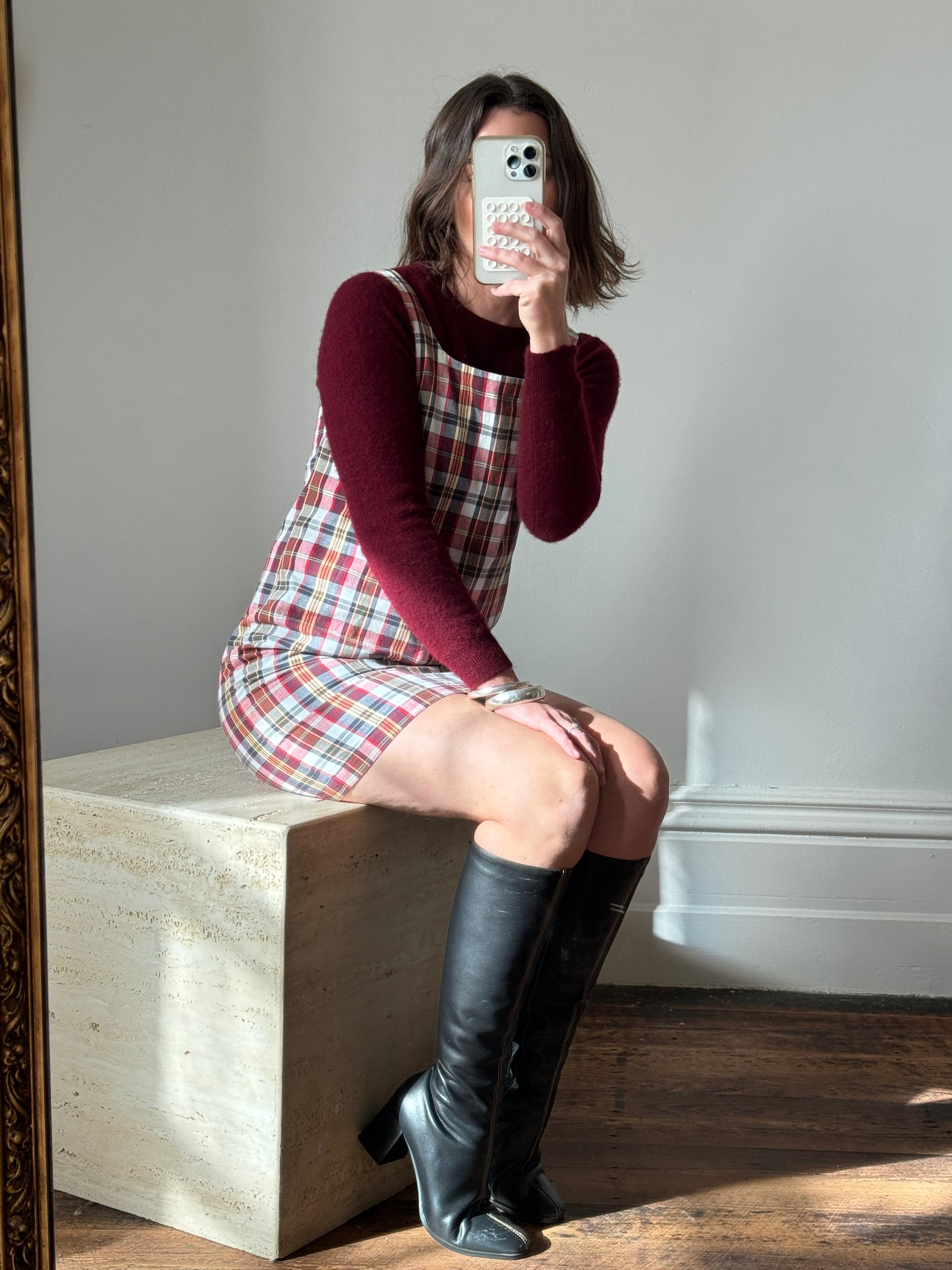 Vintage 90s Gap Red Plaid Mini Dress