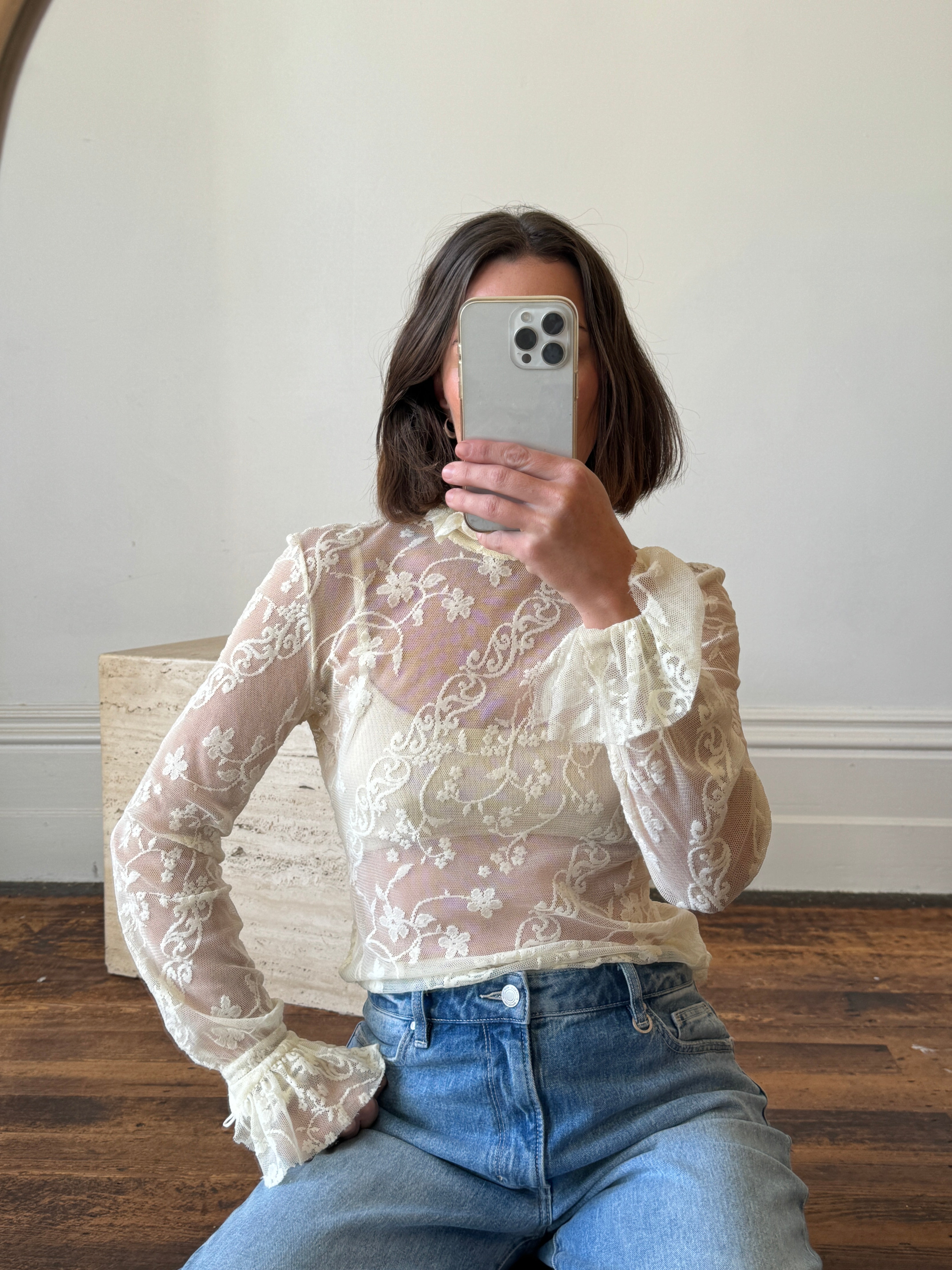 Vintage Carla Zampatti Lace Frill Blouse