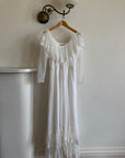 Vintage 70s Australian Made Off Lace Frill Wedding Gown