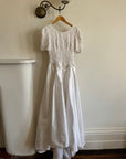 Vintage 80s Rope Embroidered Taffeta Wedding Gown