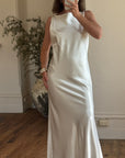 Vintage 90s Satin High Front Slip Wedding Gown