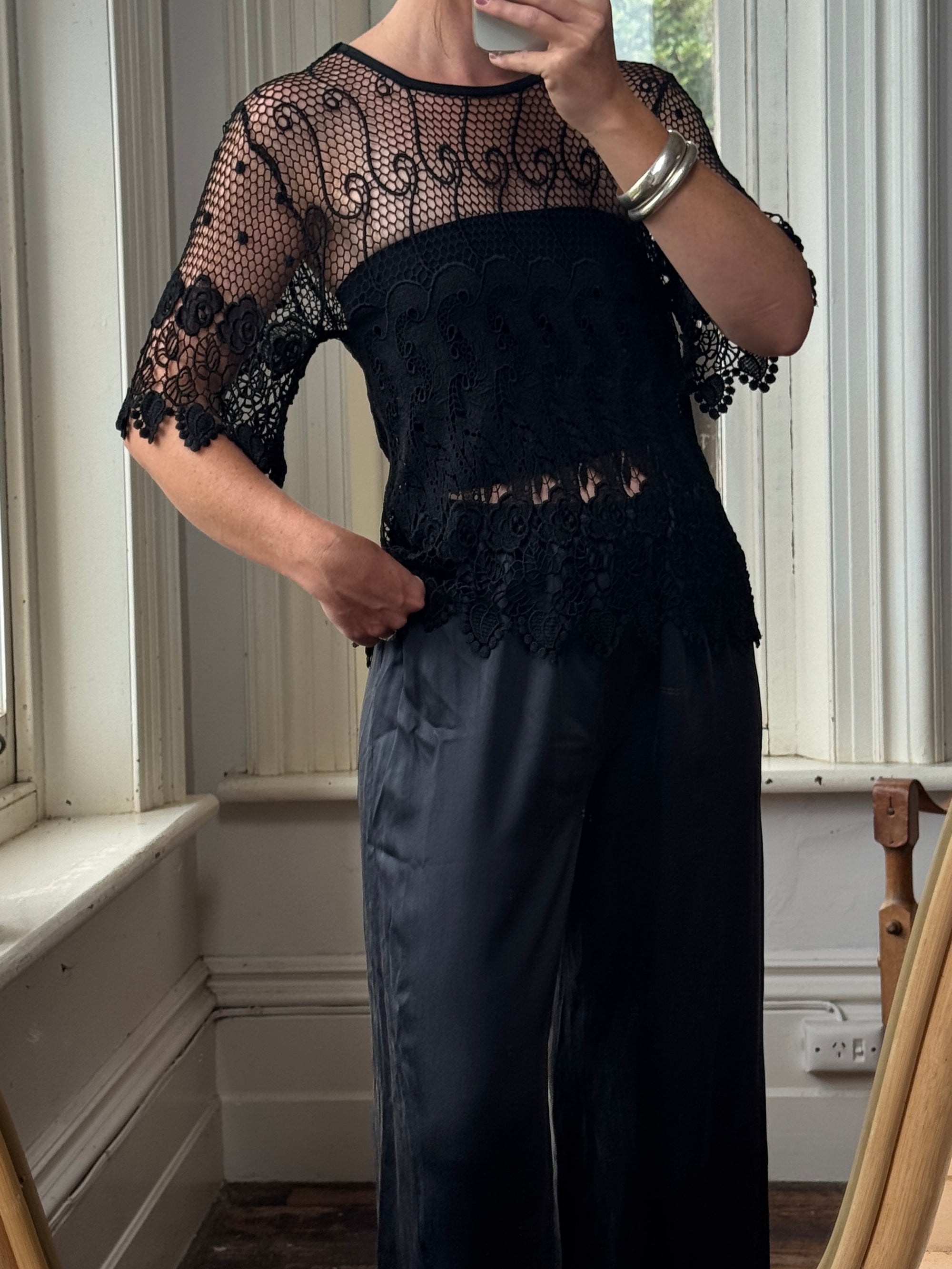 Vintage 90s Crochet Swirl Net Top