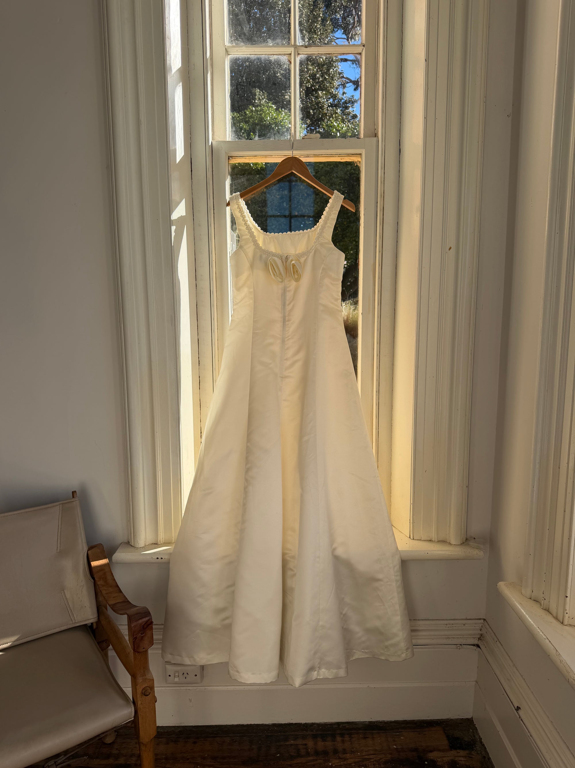 Vintage 90s Satin Rope Embroidered Slip Wedding Dress