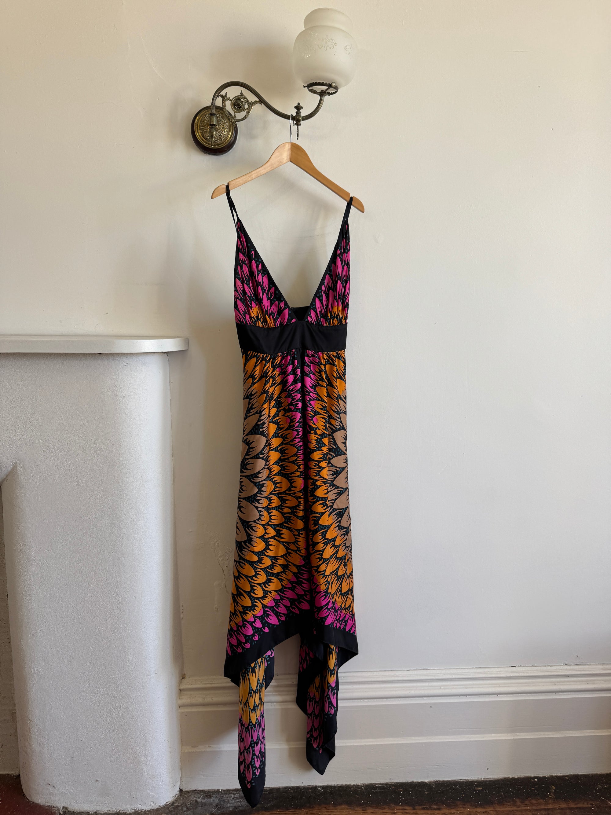 Vintage Y2K Lisa Ho Silk Scarf Dress Sunset