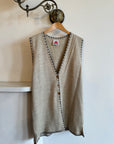Vintage Beige Knit Vest and Pant Set with Contrast Stitch