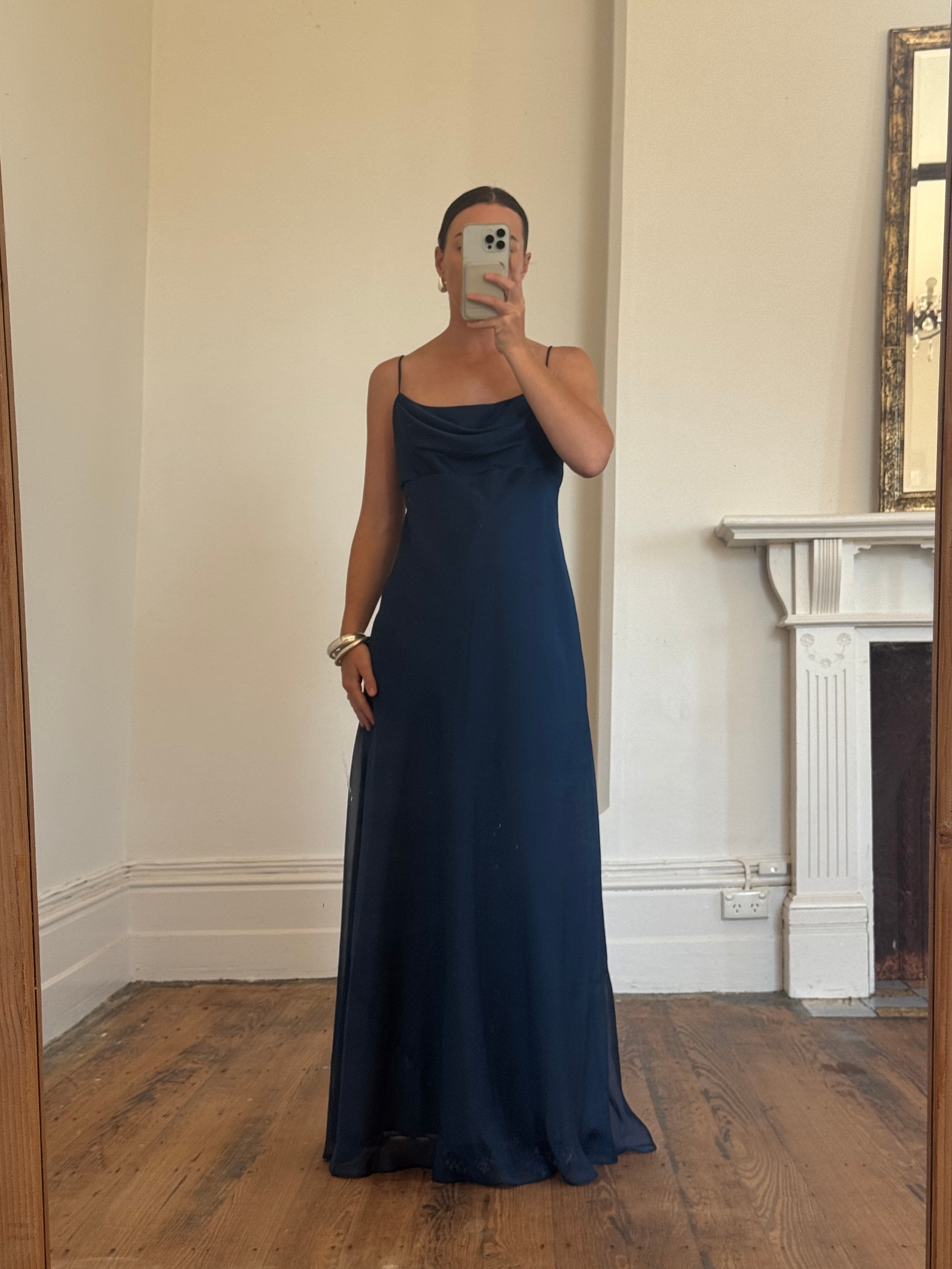 Vintage 90s Australian Made Navy Spaghetti Strap Dress