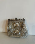 Vintage Silver Crystal and Pearl Beaded Evening Purse