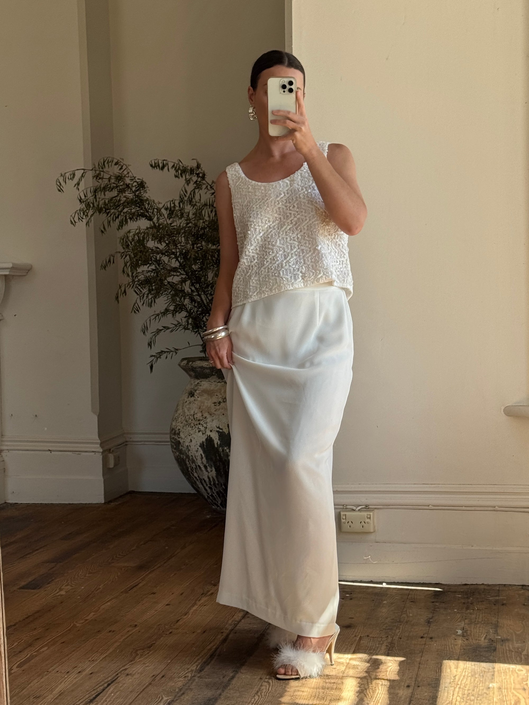 Vintage 60s Sequin Bow Bridal Tank