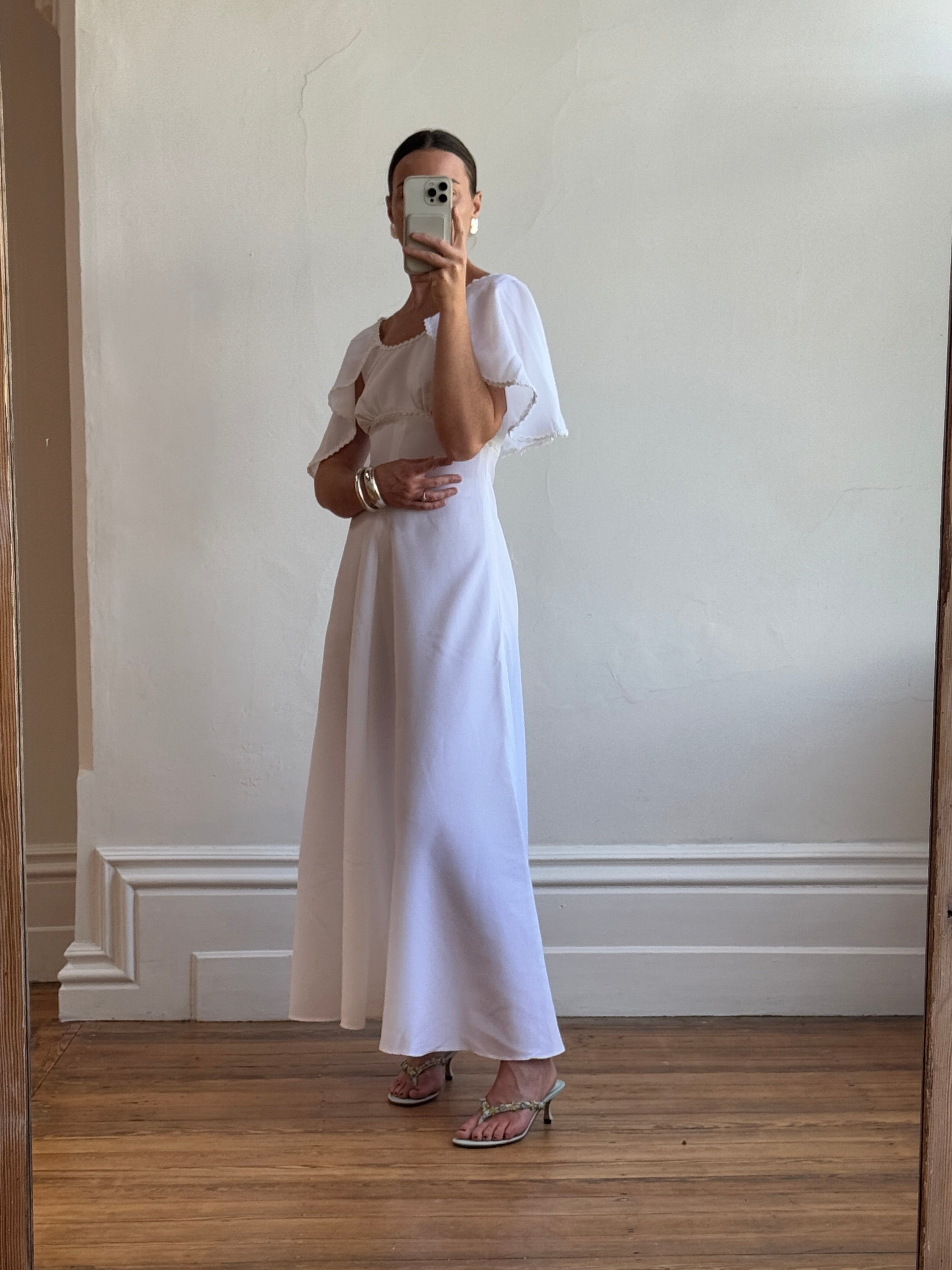 Vintage 60s Crepe Caplette Wedding Dress
