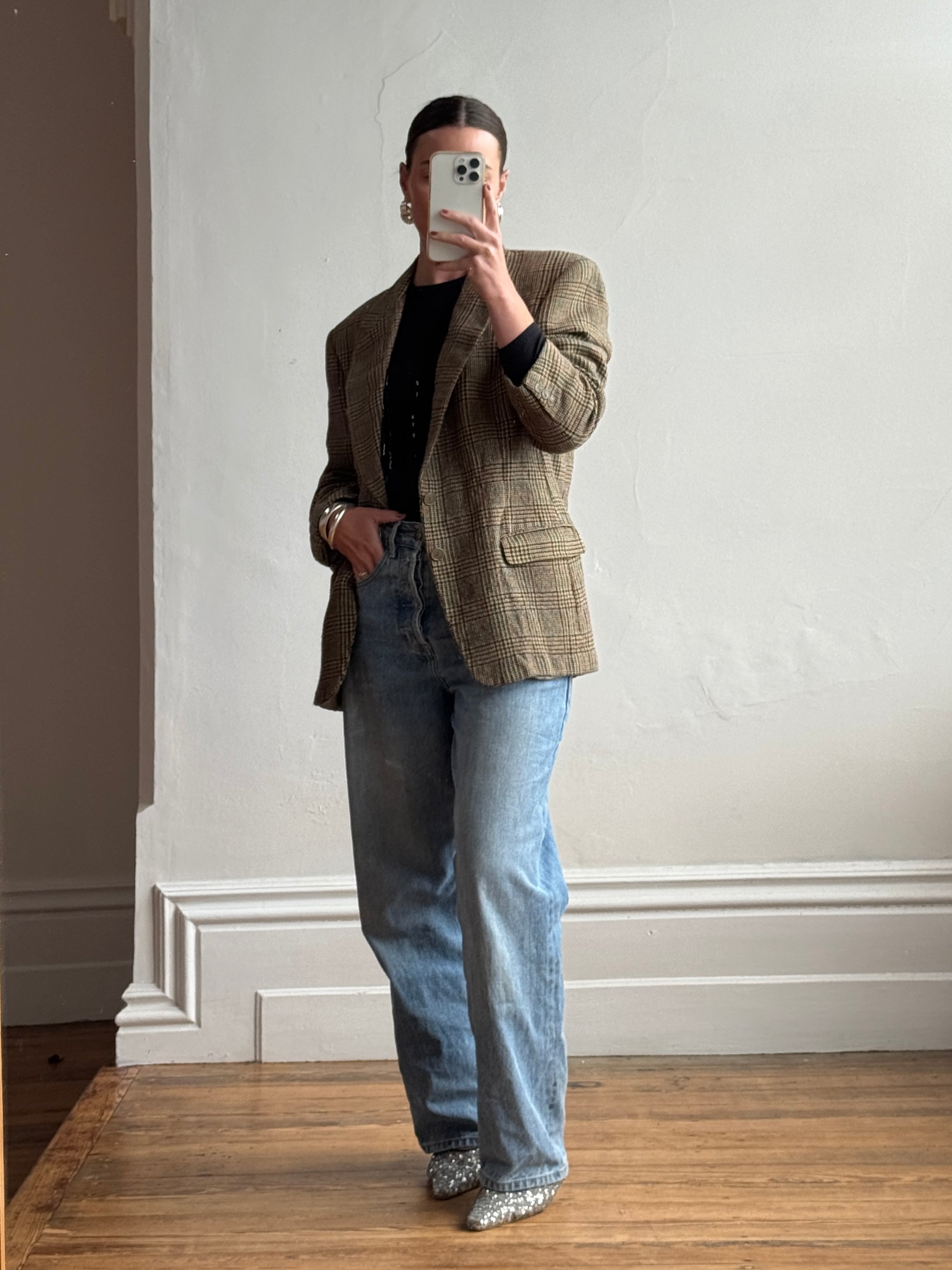 Vintage 60s Wool Plaid Blazer Multi