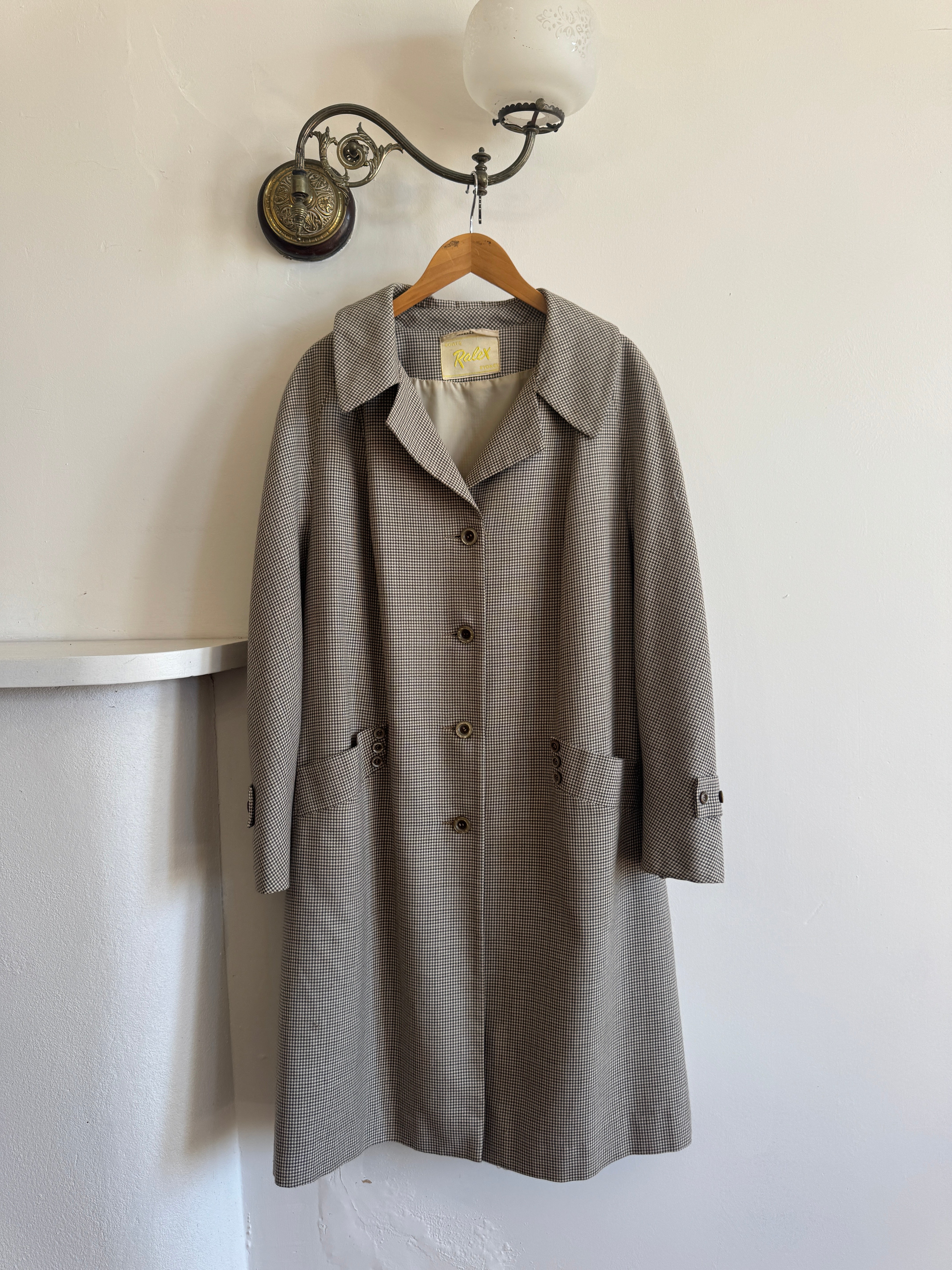 Vintage 60s Australian Made Herringbone Trench Latte