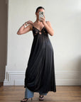 Vintage 80s Sheer Lace Slip Dress Noir