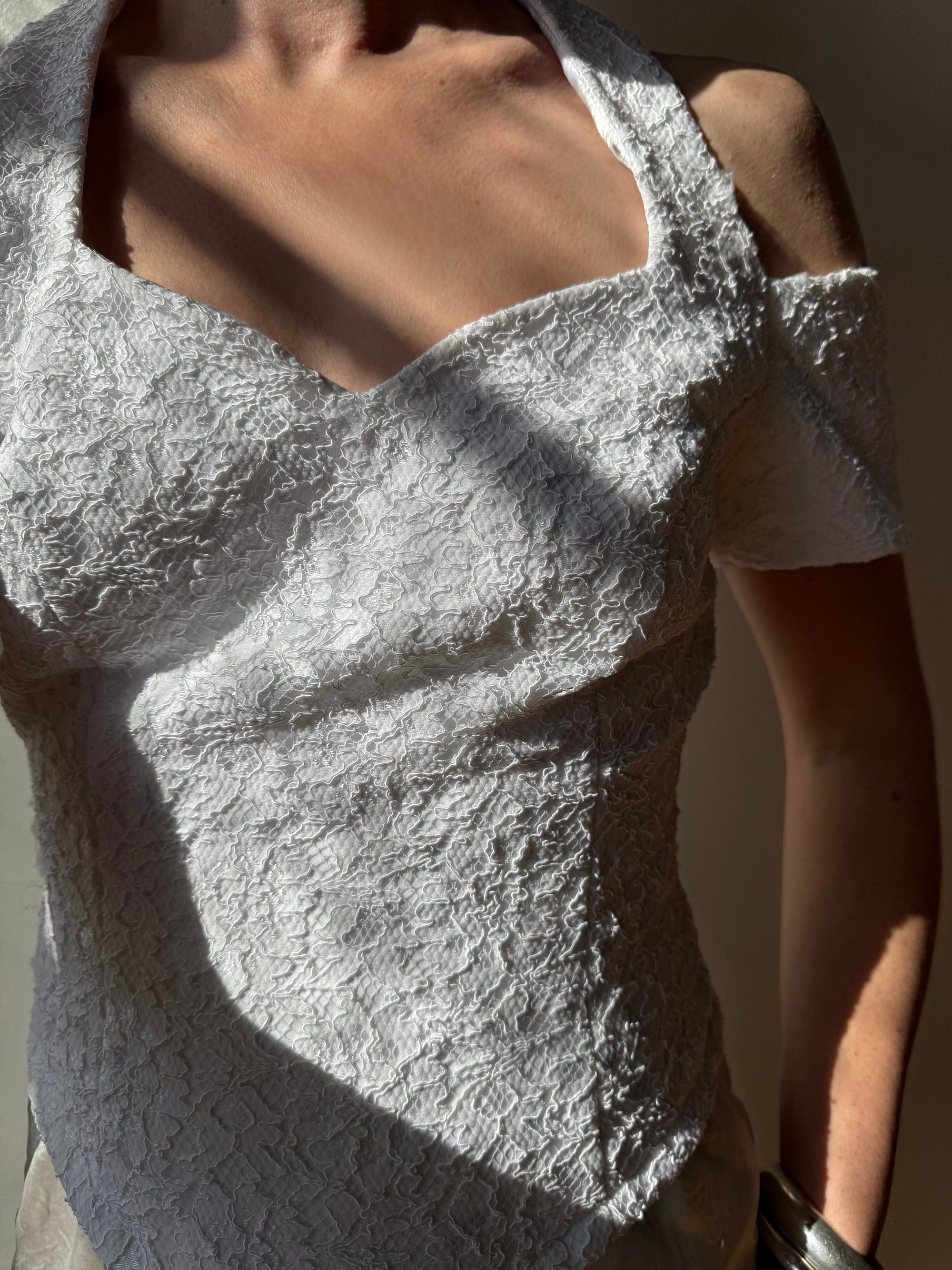 Vintage 80s Lace Bridal Halter Bustier Top