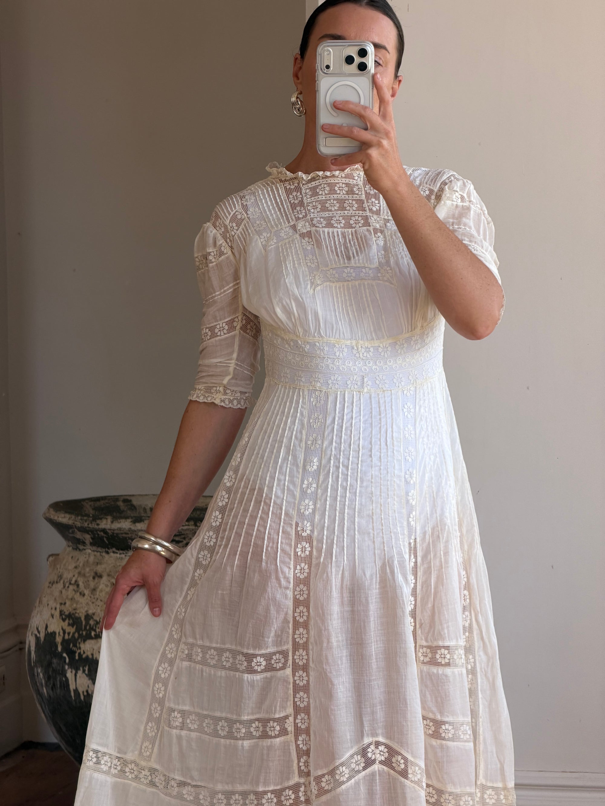 Edwardian Cotton Tea Wedding Dress