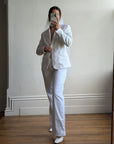 Vintage 90s Low Waist Trouser and Blazer Suit Set Ivory