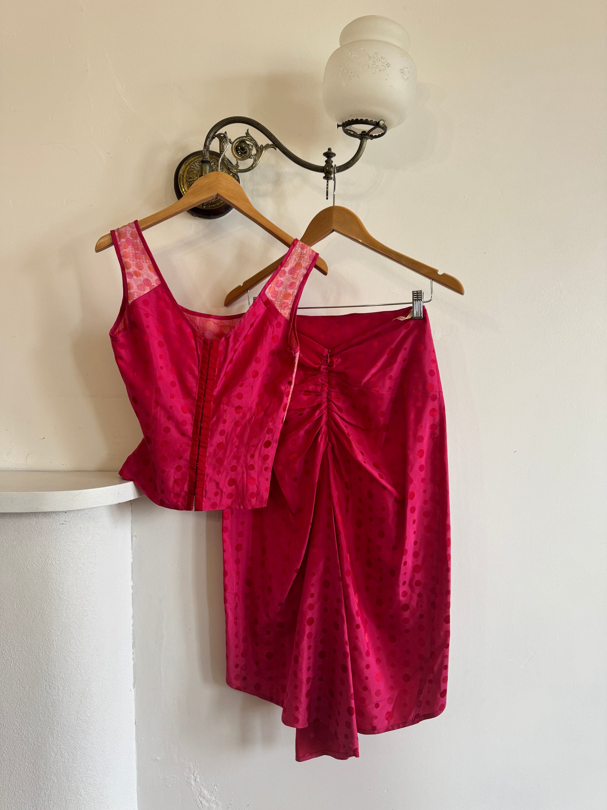 Vintage 90s Australian Made Polka Dot Pink Set