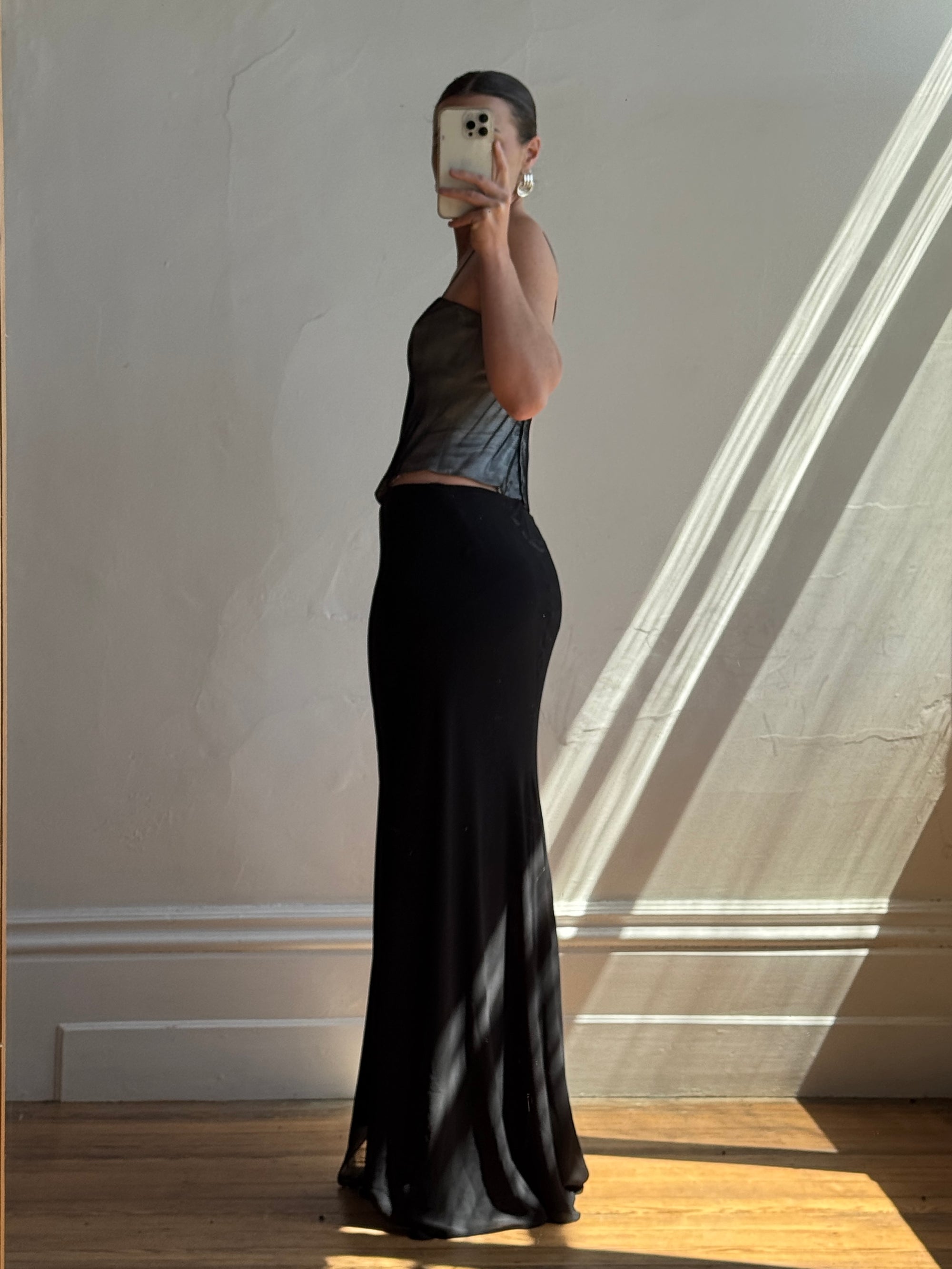 Vintage 90s Mesh Crop and Fairy Skirt Set Noir