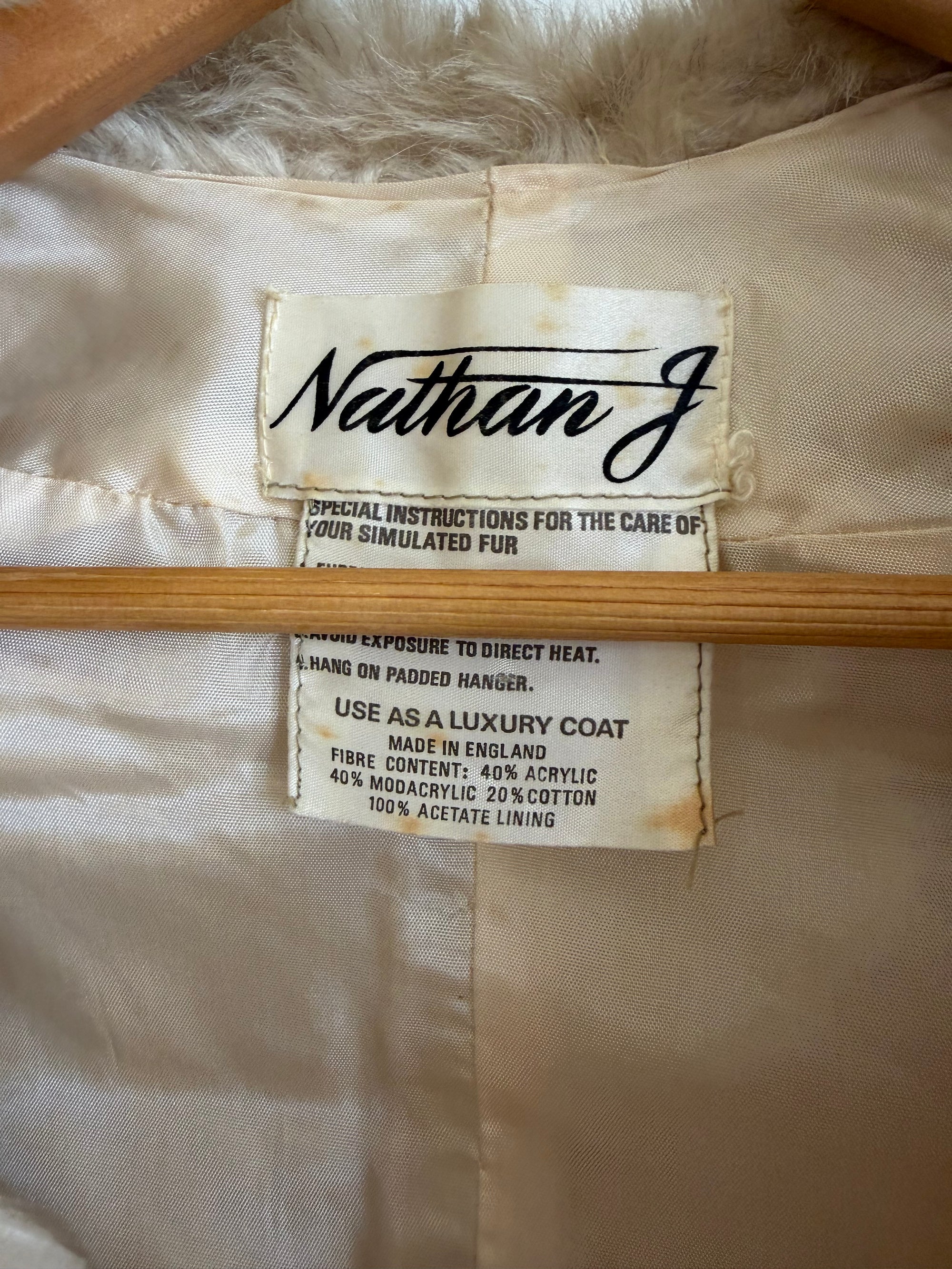 Vintage 50s Creme Latte Faux Fur Stole