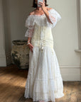 Vintage 50s Bridal Jacquard Underbust Corset Creme