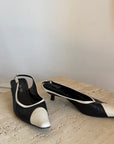Vintage 90s Italian Leather Contrast Slingback Mule