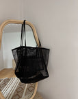 Eva Mesh Market Tote Black