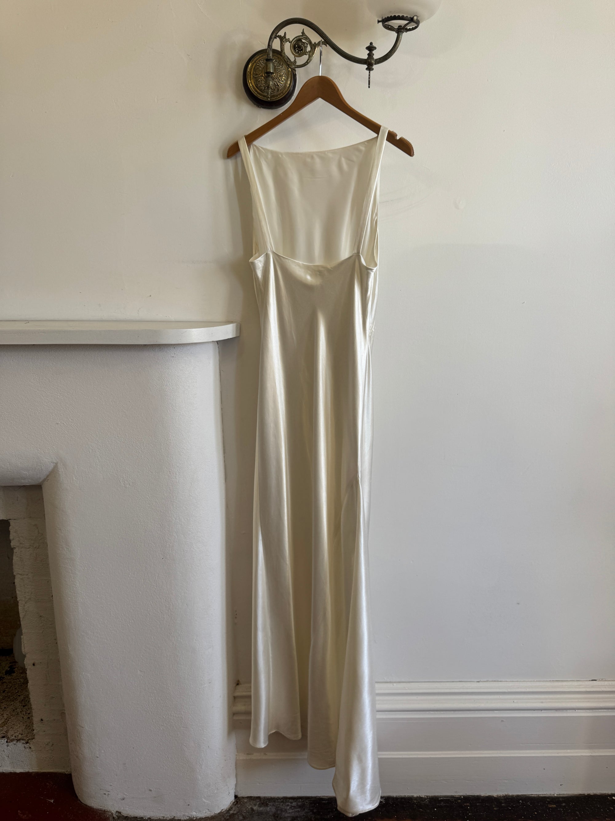 Vintage 90s Satin High Front Slip Wedding Gown