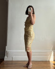 Vintage 2002 Collette Dinnigan Gold Foil Floral Two Piece Set