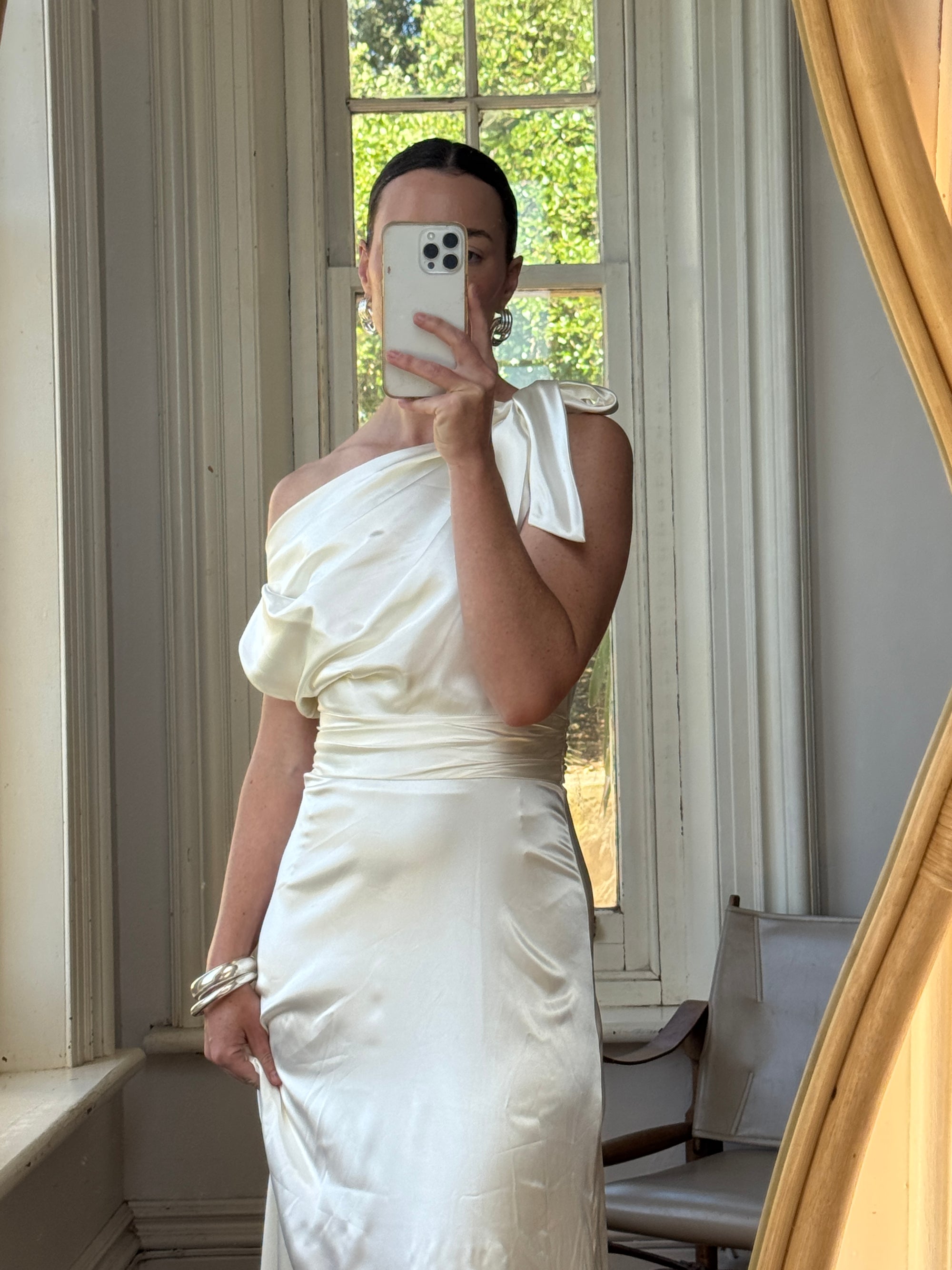 Archival Y2K Satin Cowl Neck Slip gown Ivory