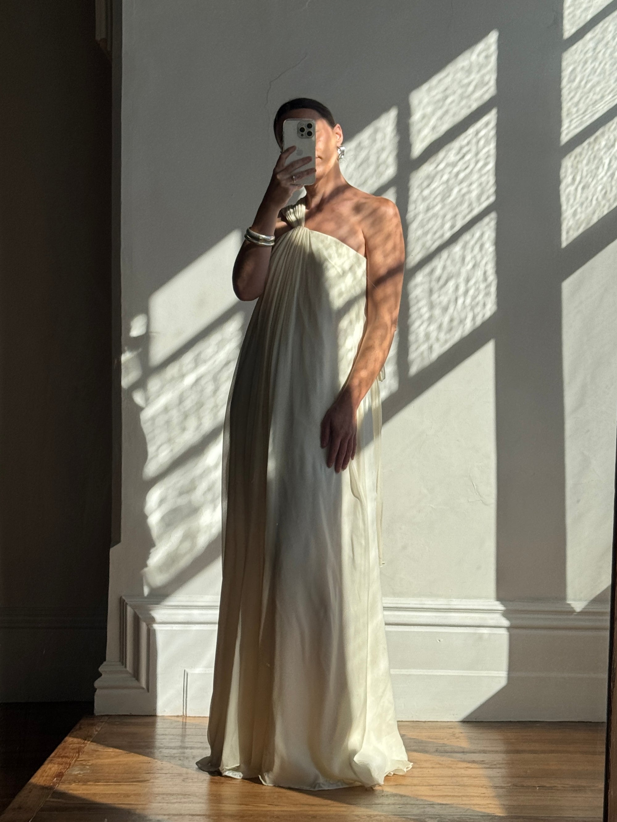 Vintage Y2K Pure Silk Chiffon Grecian Gown