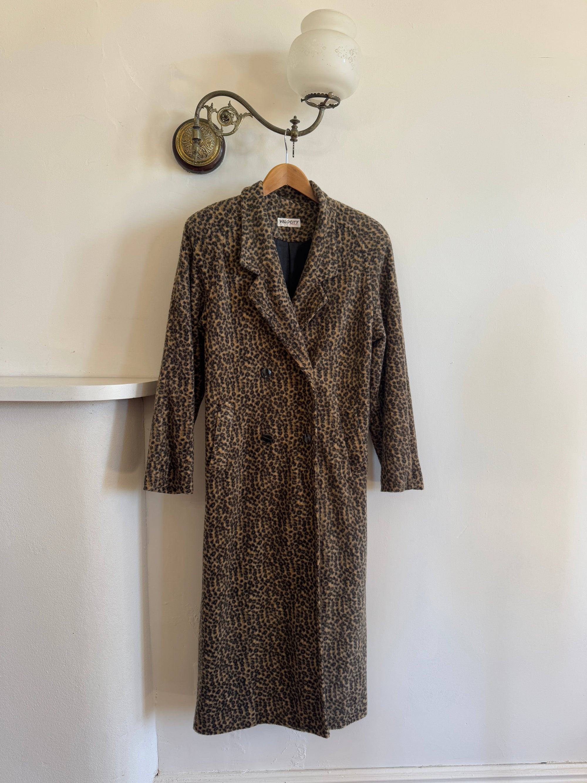 Vintage 90s Cheetah Teddy Double Breasted Coat