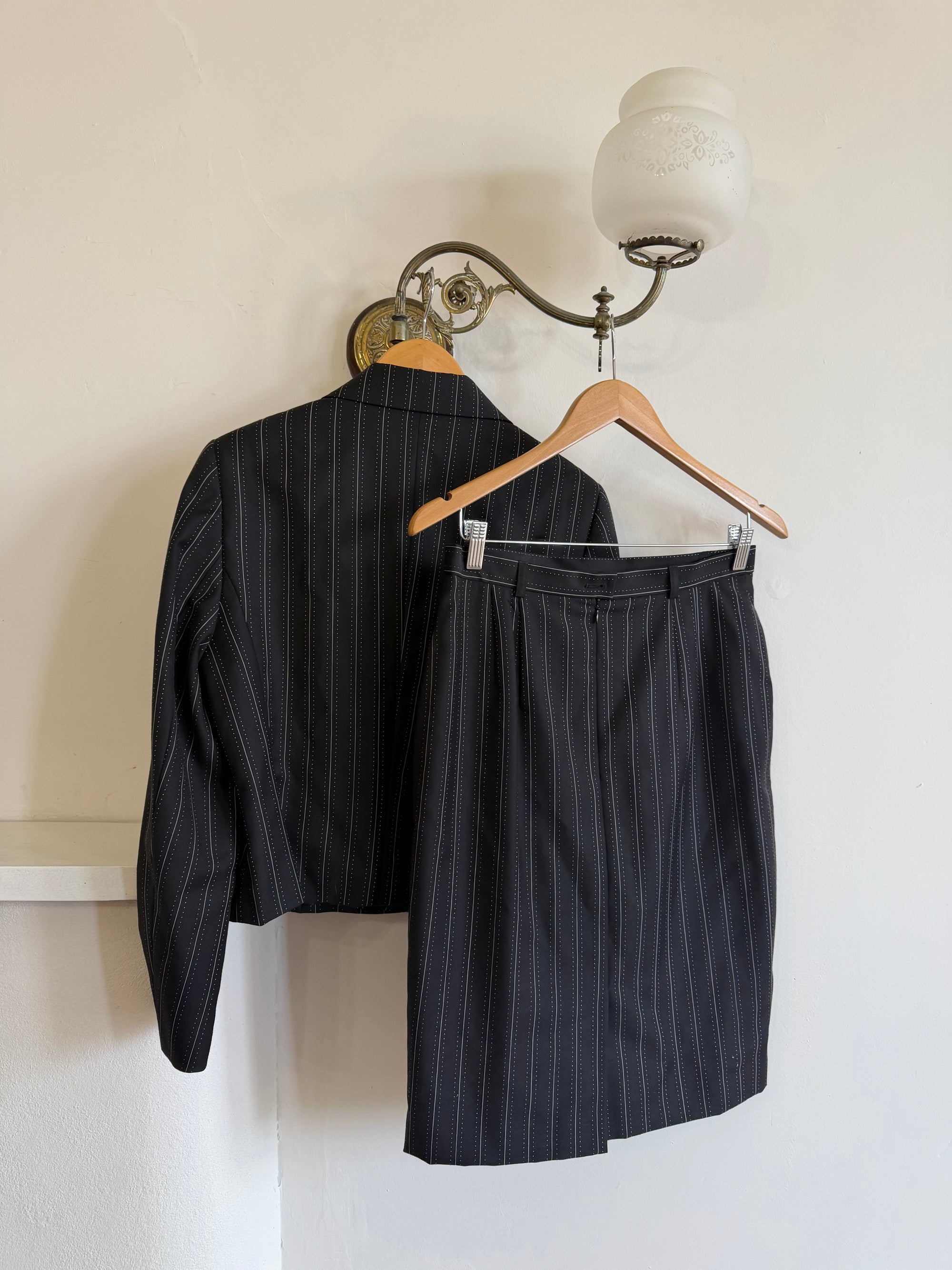 Vintage 90s Escada Pinstripe Wool Butterfly Tailored Set