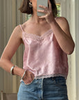 Vintage 60s Pink Lace Cropped Camisole