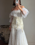 Vintage 50s Bridal Jacquard Underbust Corset Creme