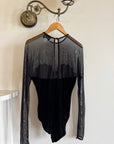 Vintage 90s Emanuel Ungaro Velvet Mesh Embroidered Bodysuit