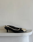 Vintage 90s Italian Leather Contrast Slingback Mule