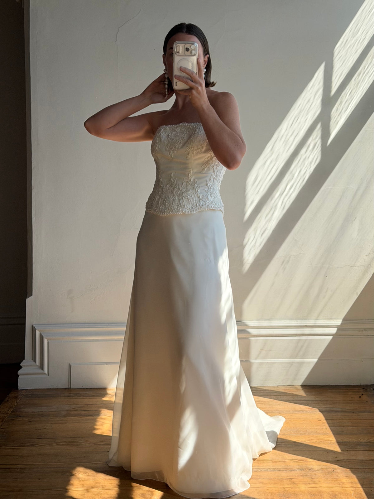 Vintage 90s Bridal Embellished Corset and Slip Skirt Set