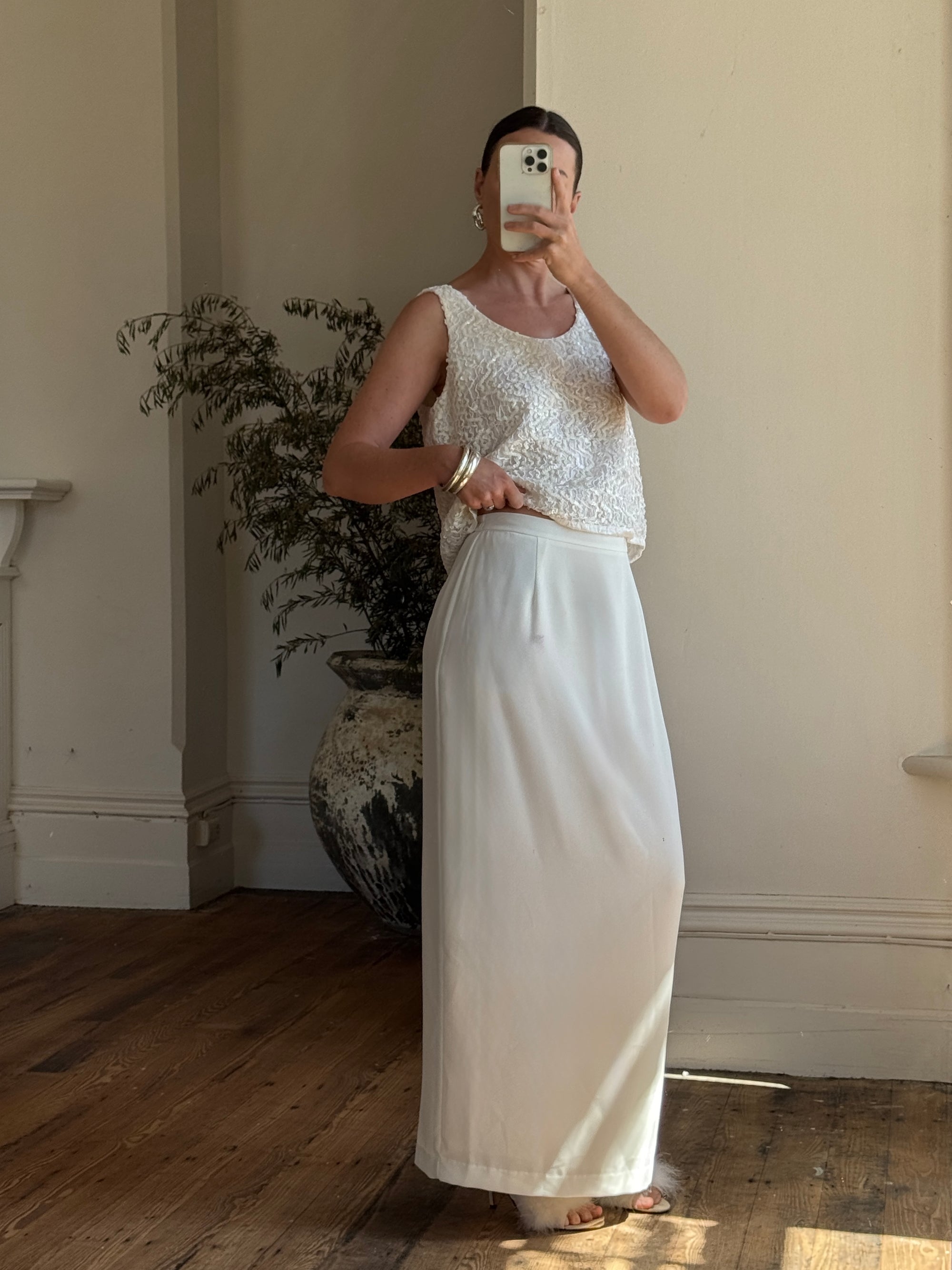 Vintage 60s Sequin Bow Bridal Tank