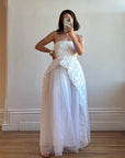 Vintage Y2K Strapless 3D Abstract Floral Wedding Gown