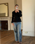 Vintage 90s Velvet Cloverleaf Blazer Noir
