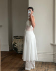 Vintage 90s Daisy Sheer Halter Midi Dress White